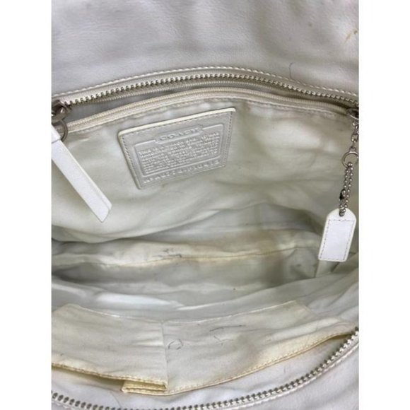 COACH XL White Leather Shopping Tote Bag - Picture 7 of 8